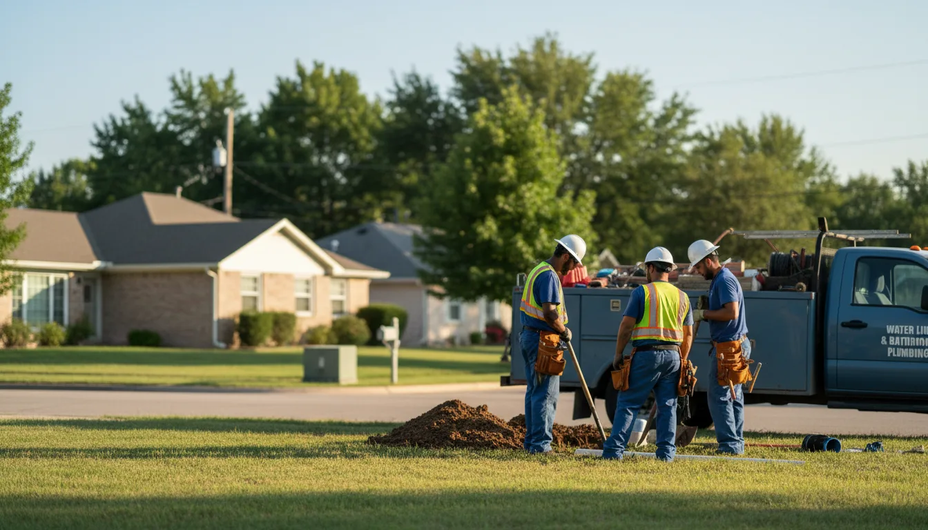 Residential water line and bathroom plumbing service in Columbus, KS